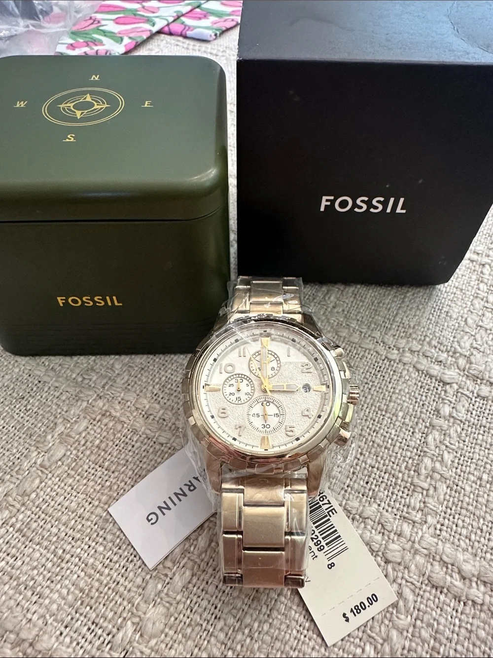 Fossil Silver and Gold-Tone Chronograph Mens Watch